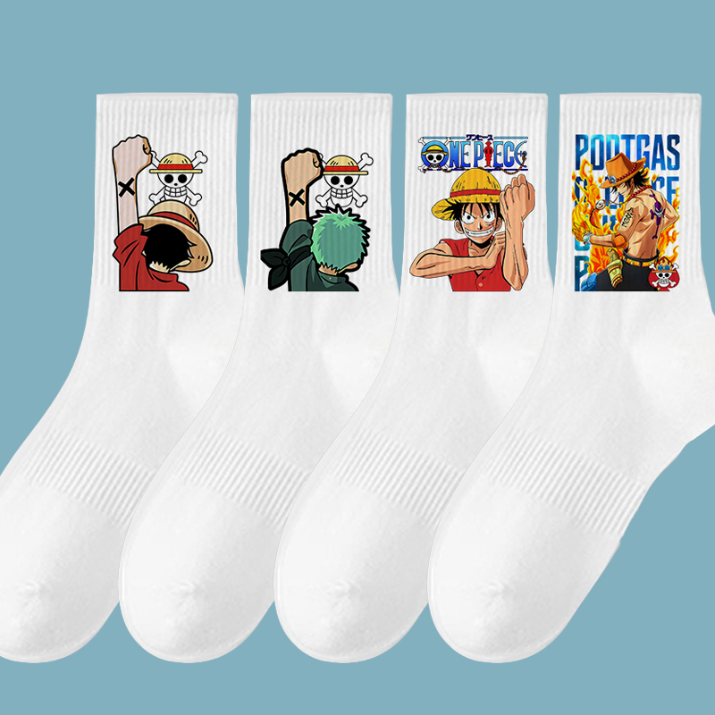 Anime Cosplay Luffy - Meias Longas Esportivas Masculinas Anime One