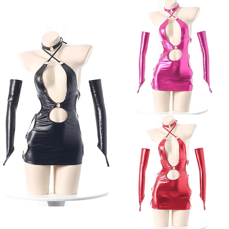 Anime Cosplay Outfit Girl - Vestido de Couro Justo Estilo Anime