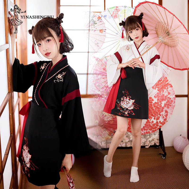 Demon Slayer Haori - Vestido quimono japonês para mulheres, preto