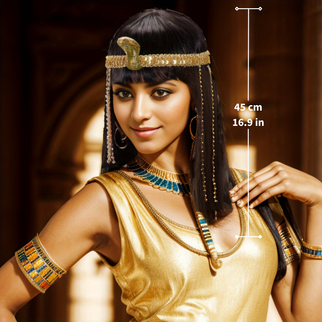 Peruca Sintética Preta Lisa co - Egypt Cosplay Anime avaliação e preço